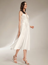 Load image into Gallery viewer, Dress A-Line Wedding With Tea-Length Ingrid Pockets V-neck Wedding Dresses