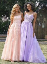 Load image into Gallery viewer, Scoop Sequins Train Tulle With Neck Ball-Gown/Princess Lace Sweep Prom Dresses Rebecca