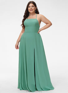 A-Line Nyasia Floor-Length Square Prom Dresses Chiffon