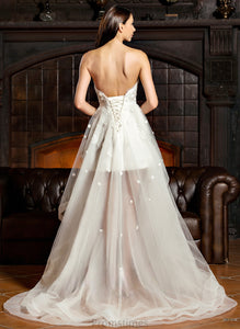 Asymmetrical Tulle Dress Beading Wedding With Alissa A-Line Wedding Dresses Charmeuse Sweetheart Lace Bow(s)