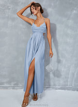 Load image into Gallery viewer, Neck A-Line Cassandra Split With Cowl Prom Dresses Ankle-Length Front