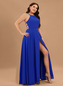 Scoop Prom Dresses Floor-Length Delilah Chiffon A-Line