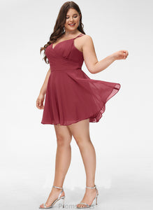 V-neck Short/Mini Chiffon Prom Dresses A-Line With Abigail Ruffle