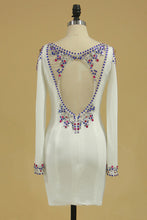 Load image into Gallery viewer, 2024 Long Sleeves Scoop Sheath With Beading Cocktail Dresses