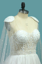 Load image into Gallery viewer, 2024 Sweetheart Wedding Dresses A Line Tulle With Beads Sweep Train