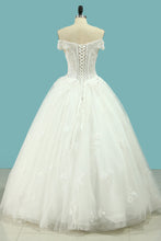 Load image into Gallery viewer, 2024 Wedding Dresses Off The Shoulder A Line With Beading Floor-Length