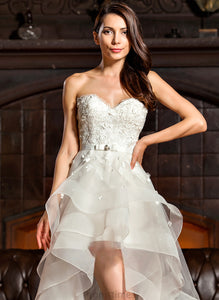 Asymmetrical Tulle Dress Beading Wedding With Alissa A-Line Wedding Dresses Charmeuse Sweetheart Lace Bow(s)