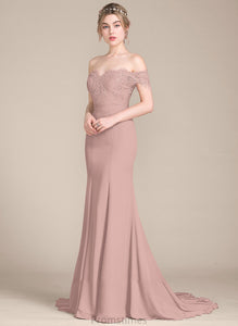 Court Sequins Chiffon Anne Off-the-Shoulder With Train Prom Dresses Lace Trumpet/Mermaid