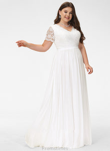 V-neck Wedding Dresses Floor-Length Lace A-Line Sloane Wedding Dress Chiffon