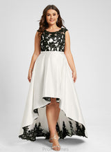 Load image into Gallery viewer, Illusion Satin Asymmetrical Muriel Scoop A-Line Prom Dresses Lace