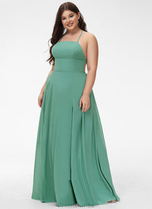 A-Line Nyasia Floor-Length Square Prom Dresses Chiffon