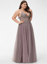 Load image into Gallery viewer, With Lace V-neck Beading Floor-Length Liliana Sequins Tulle A-Line Prom Dresses