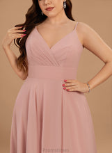 Load image into Gallery viewer, V-neck Ruffle Chiffon Prom Dresses A-Line Amber Floor-Length With