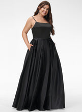 Load image into Gallery viewer, Pockets Floor-Length Prom Dresses With Square Front A-Line Adalyn Neckline Satin Split