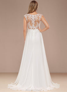 Sweep Chiffon Wedding Train V-neck Wedding Dresses Lace A-Line Dress Alani