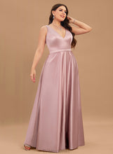 Load image into Gallery viewer, Ball-Gown/Princess Satin Chanel With Floor-Length V-neck Pockets Prom Dresses