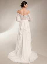 Load image into Gallery viewer, With Off-the-Shoulder Wedding Gwendolyn Wedding Dresses Ruffle Court A-Line Train Dress