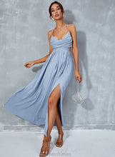 Load image into Gallery viewer, Neck A-Line Cassandra Split With Cowl Prom Dresses Ankle-Length Front