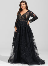 Load image into Gallery viewer, Sequins Prom Dresses With Tulle V-neck Rosemary Ball-Gown/Princess Sweep Lace Train