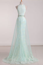 Load image into Gallery viewer, 2024 Scoop Mermaid Tulle Prom Dresses With Beads And Applique