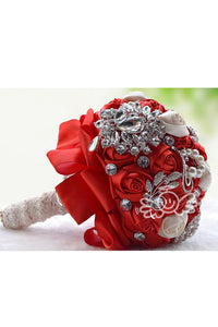 Elegant Round Satin/Brooch Bridal Bouquets