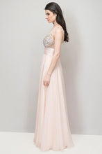 Load image into Gallery viewer, 2024 Prom Dresses Beaded And Ruched Bodice Scoop A Line Chiffon Floor Length