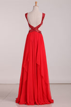 Load image into Gallery viewer, 2024 New Arrival Straps Prom Dresses Chiffon With Beads And Ruffles Open Back