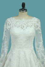 Load image into Gallery viewer, 2024 A Line Scoop Satin Wedding Dresses With Applique New Arrival