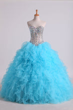 Load image into Gallery viewer, 2024 Beaded Bodice Sweetheart Balll Gown Quinceanera Dresses Floor Length