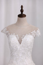 Load image into Gallery viewer, 2024 A Line Wedding Dresses Scoop Tulle With Applique Court Train