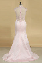 Load image into Gallery viewer, 2024 New Arrival V Neck Prom Dresses Beaded Bodice Satin Sweep Train