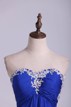 Load image into Gallery viewer, 2024 Open Back Prom Dress Sweetheart Dark Royal Blue Chiffon With Applique