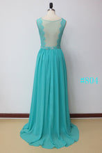 Load image into Gallery viewer, Scoop A Line Exquisite Chiffon Beading Prom Dresses With Applique